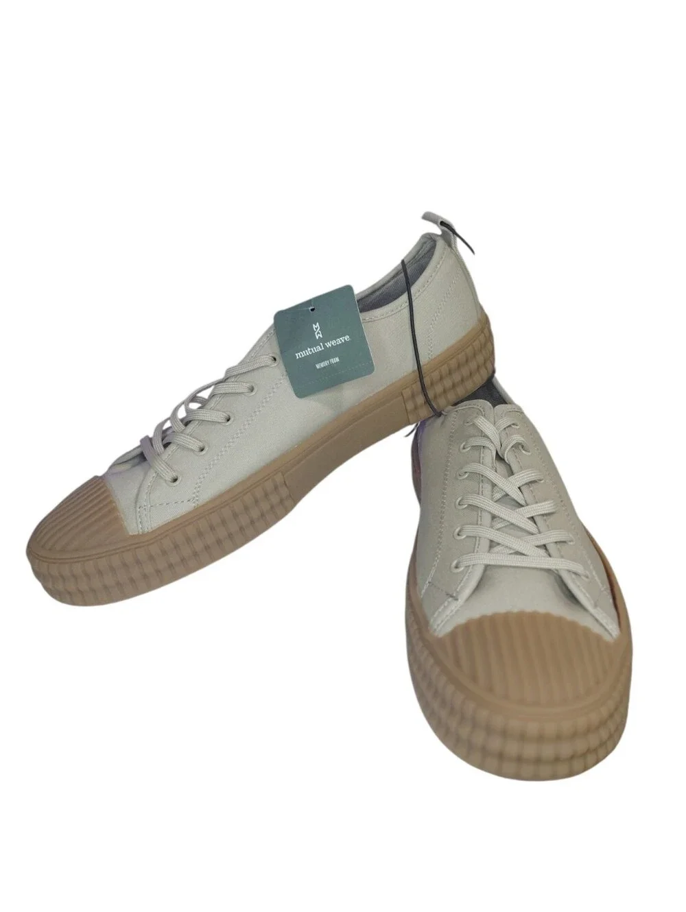 NEW Men's Low-Top Sneakers Natural Tan Slip On Laced Shoes Size 11